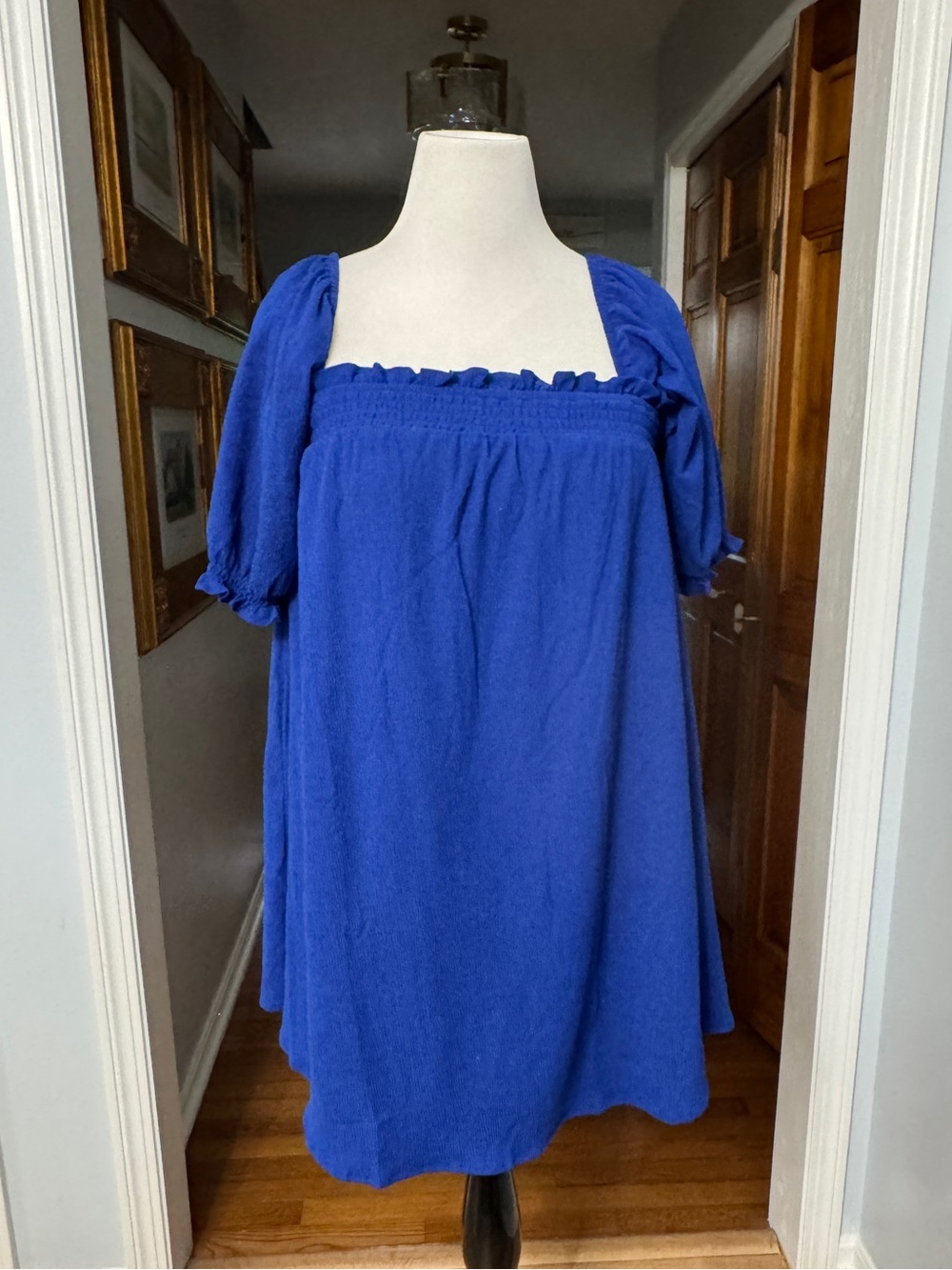 Sugar lips Cobalt Blue Smocked Crinkle Dress Medium NWT Beach Summer